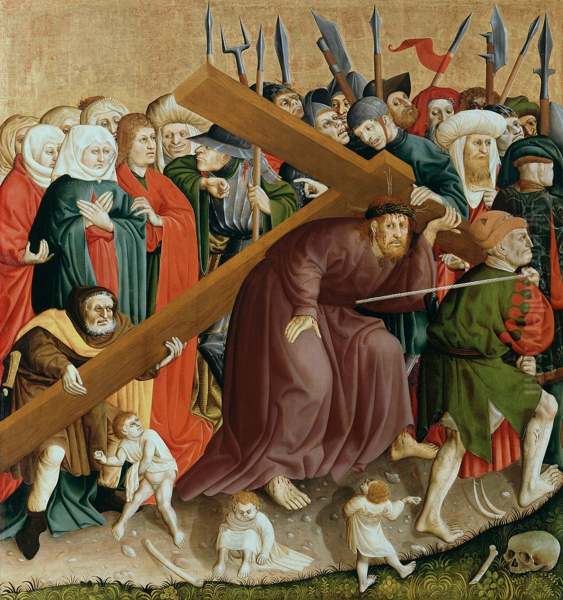 Jesus Christ Bearing the Cross; The Wings of the Wurzach Altar (lower left) Oil Painting by Hans Multscher