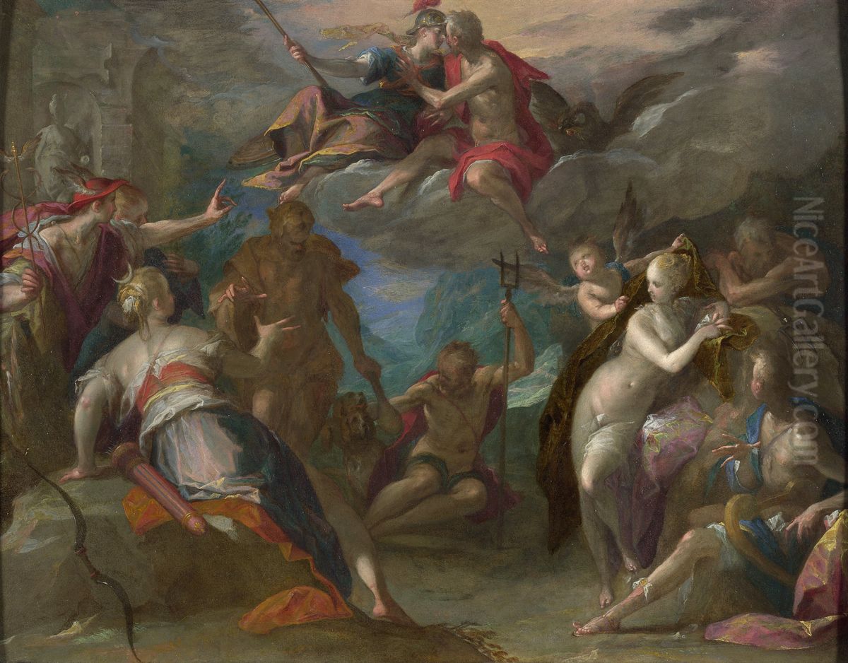 The Amazement of the Gods (?) Oil Painting by Hans Von Aachen