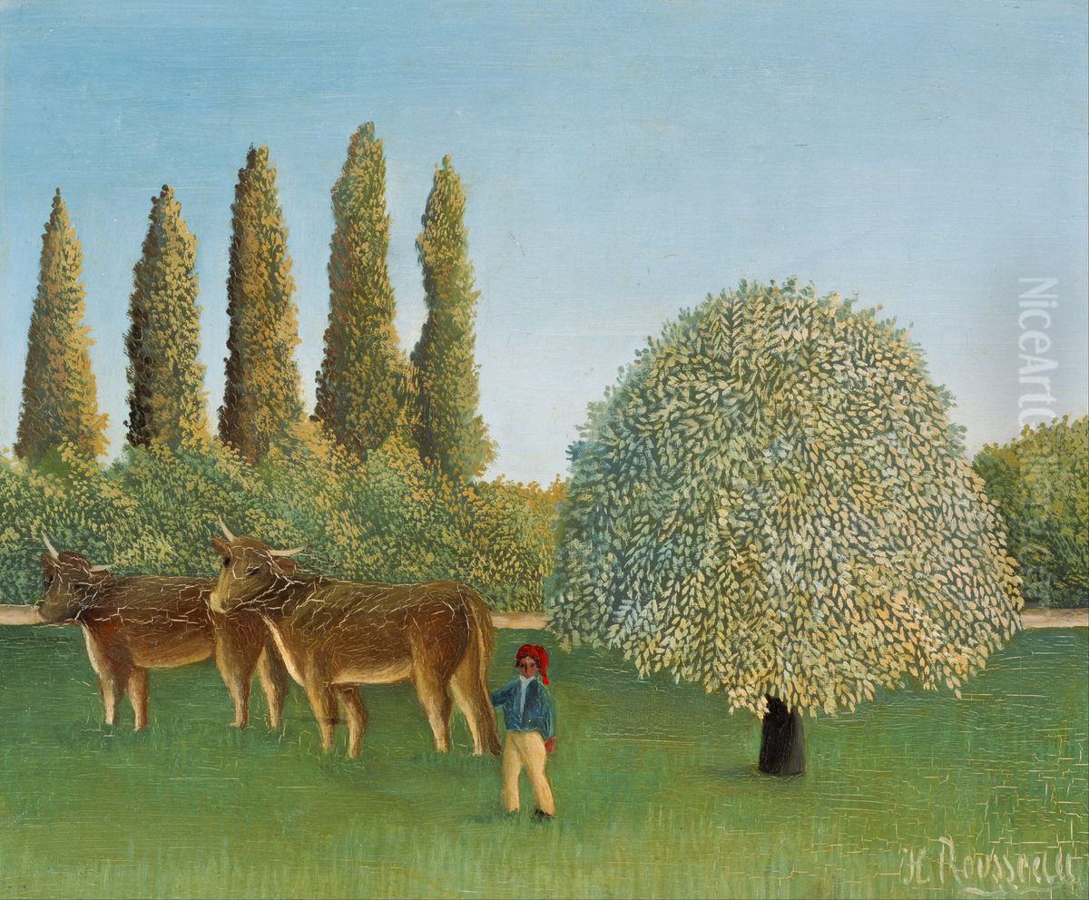 Meadowland (The Pasture) Oil Painting by Henri Julien Rousseau