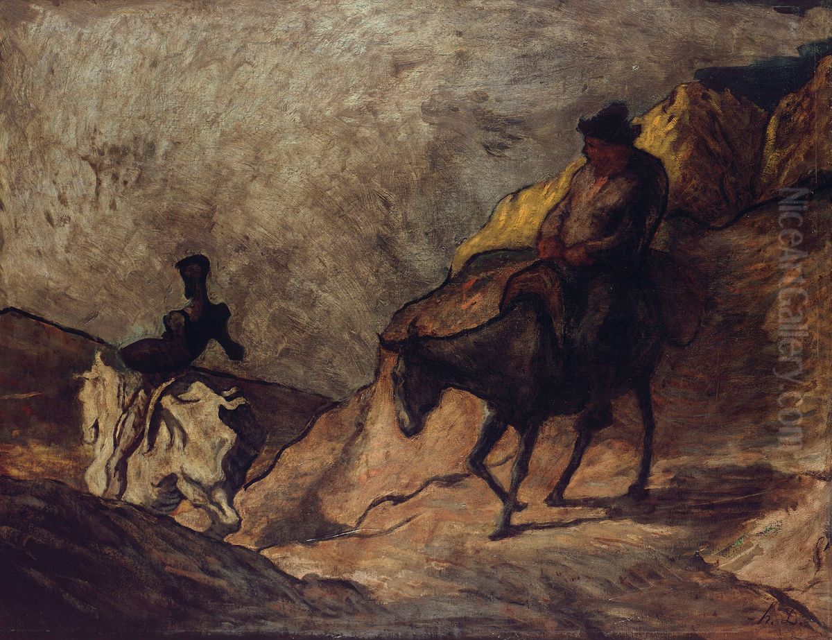 Don Quixote and Sancho Panza Oil Painting by Honore Daumier