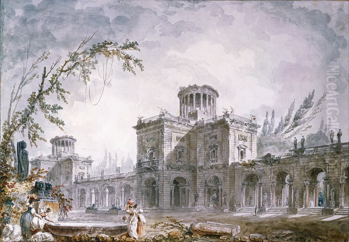 Architectural Fantasy, 1760 Oil Painting by Hubert Robert