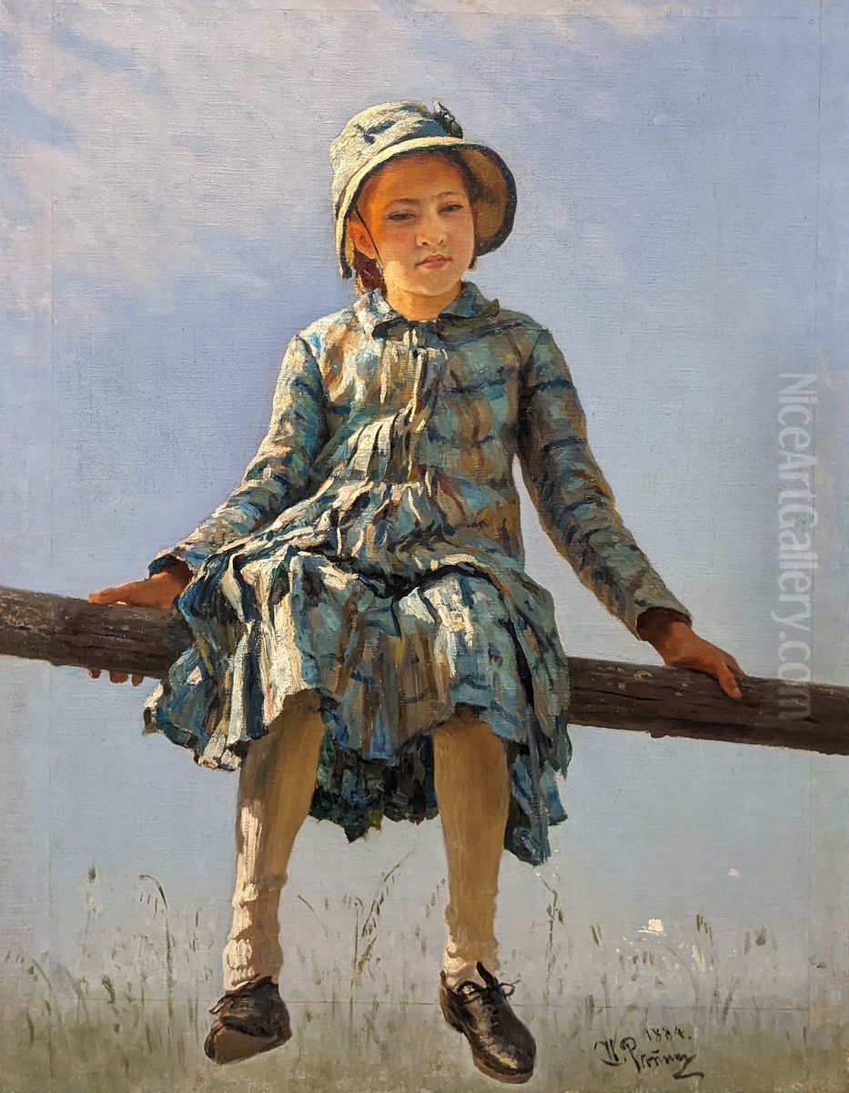 Dragonfly. Painter's daughter portrait Oil Painting by Repin Iliya