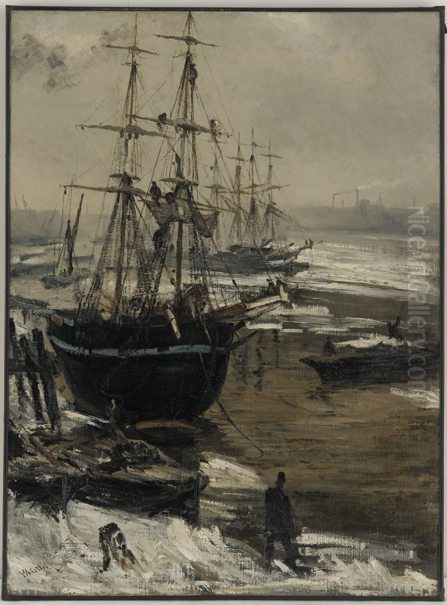 The Thames in Ice Oil Painting by James McNeill Whistler