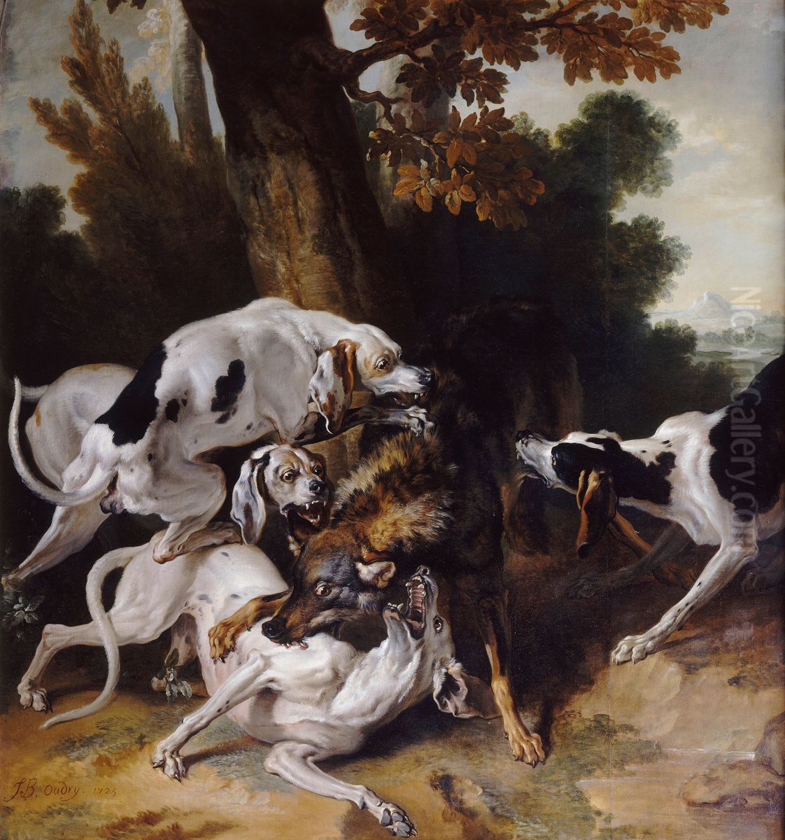 L'hallali du loup Oil Painting by Jean-Baptiste Oudry