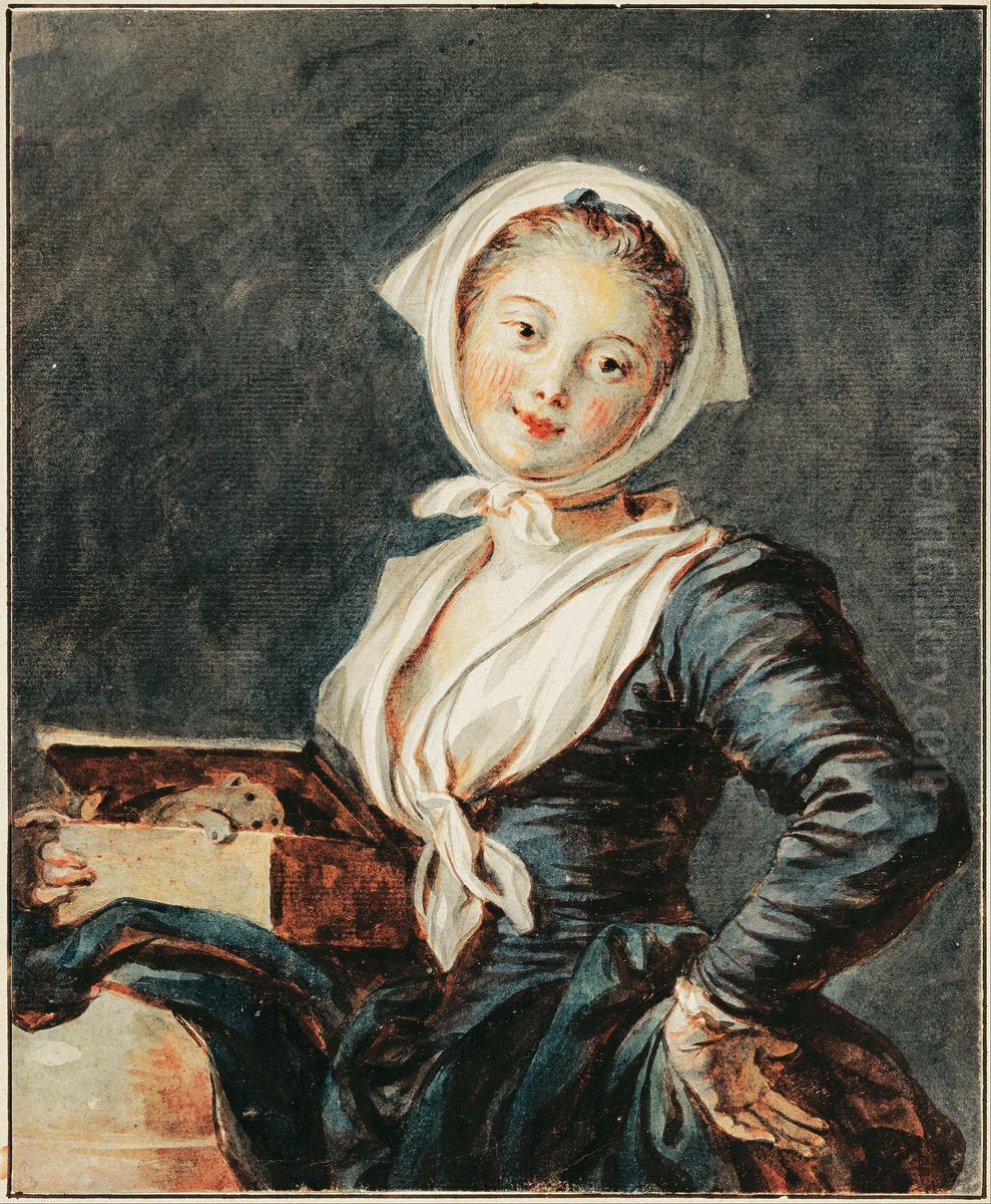 The Girl with the Marmot Oil Painting by Jean-Honore Fragonard