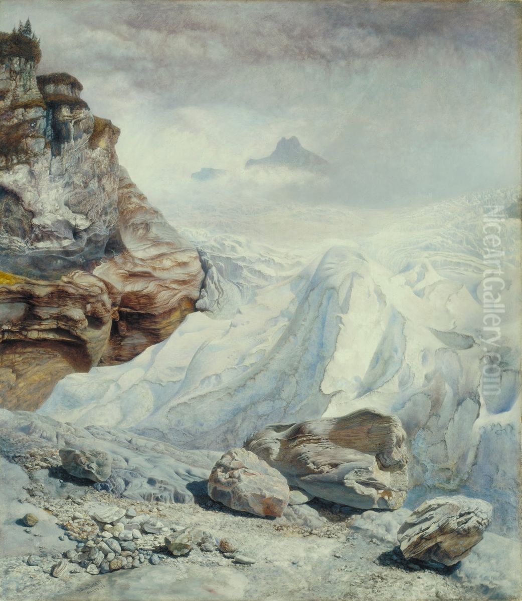 Glacier of Rosenlaui Oil Painting by John Brett