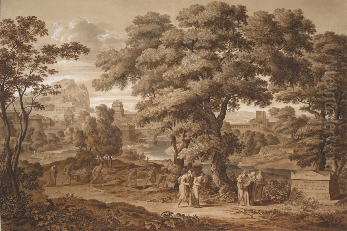 Oedipus and Antigone Leave Thebes Oil Painting by Joseph Anton Koch