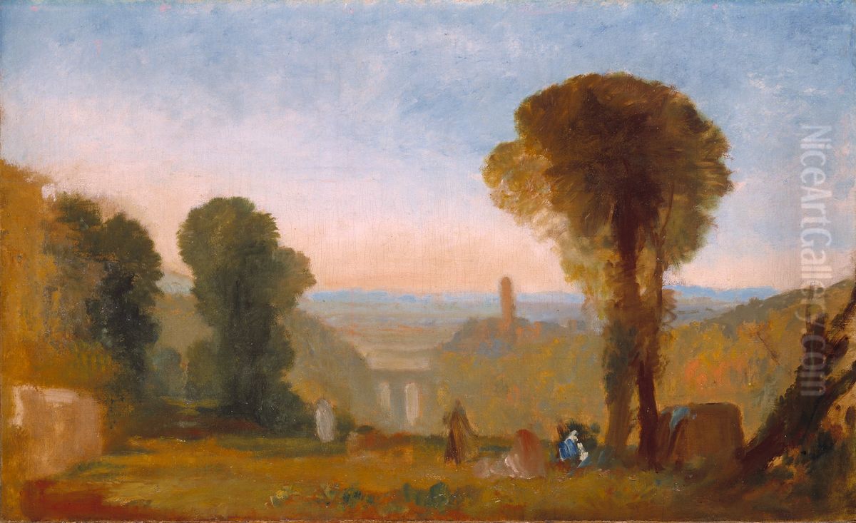 Italian Landscape with Bridge and Tower Oil Painting by J. M. W. Turner