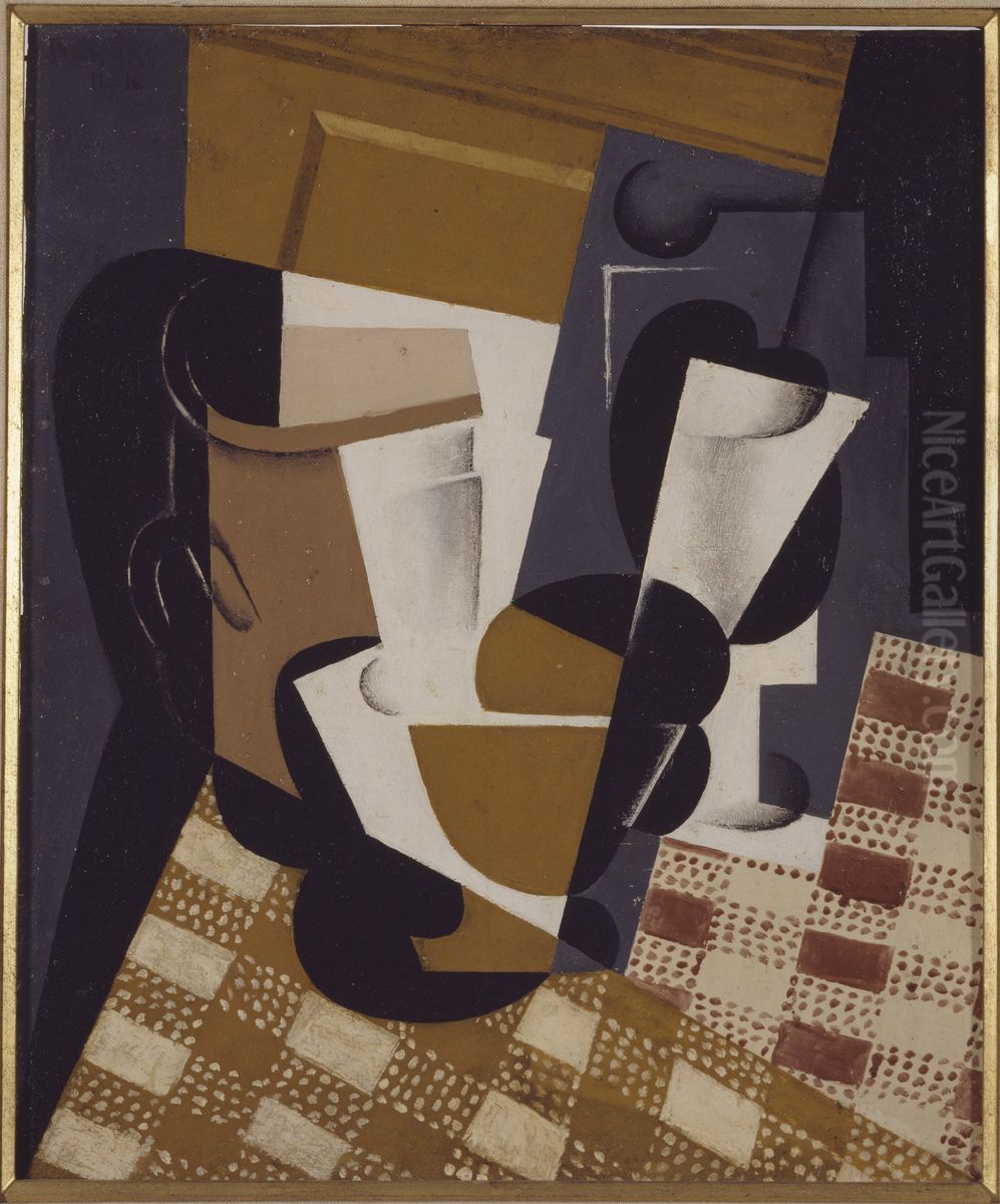 Broc et verre Oil Painting by Juan Gris