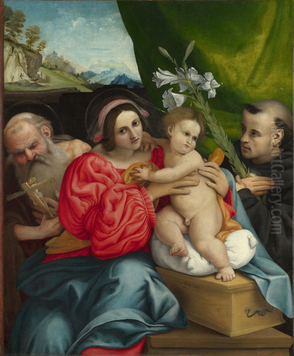 The Virgin and Child with Saints Jerome and Nicholas of Tolentino Oil Painting by Lorenzo Lotto