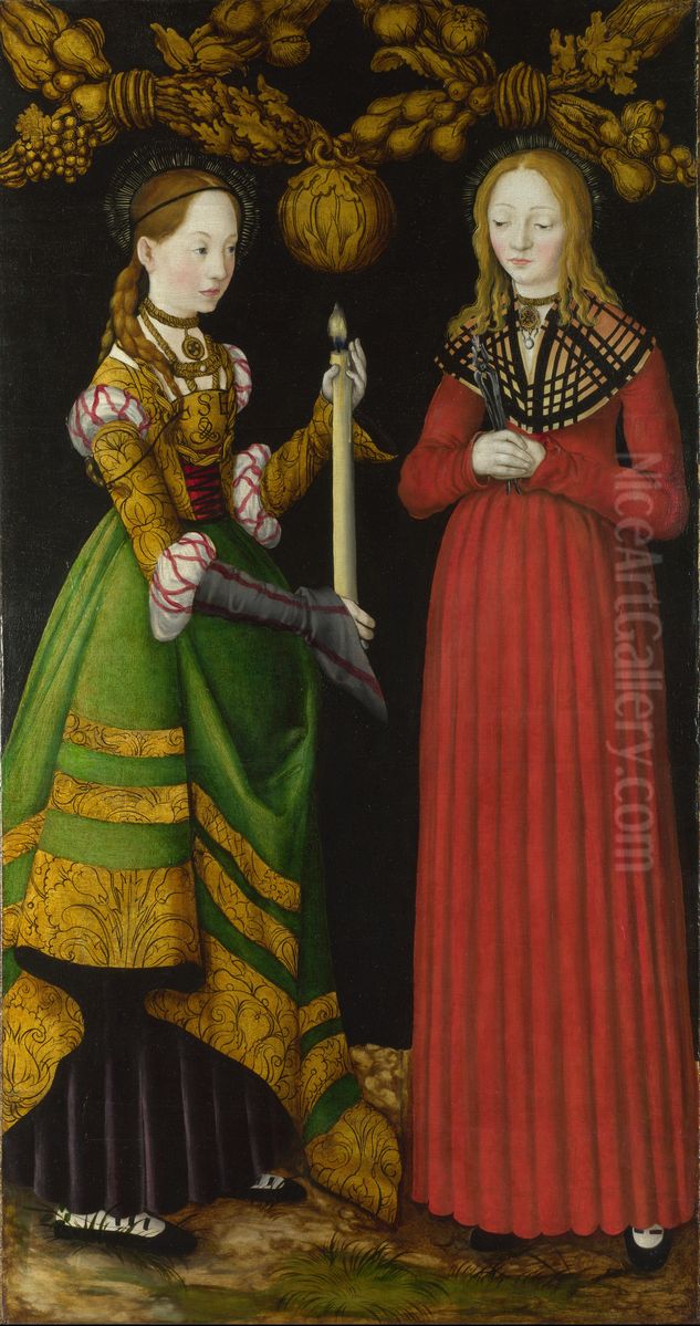 Saints Genevieve and Apollonia Oil Painting by Lucas Cranach the Elder