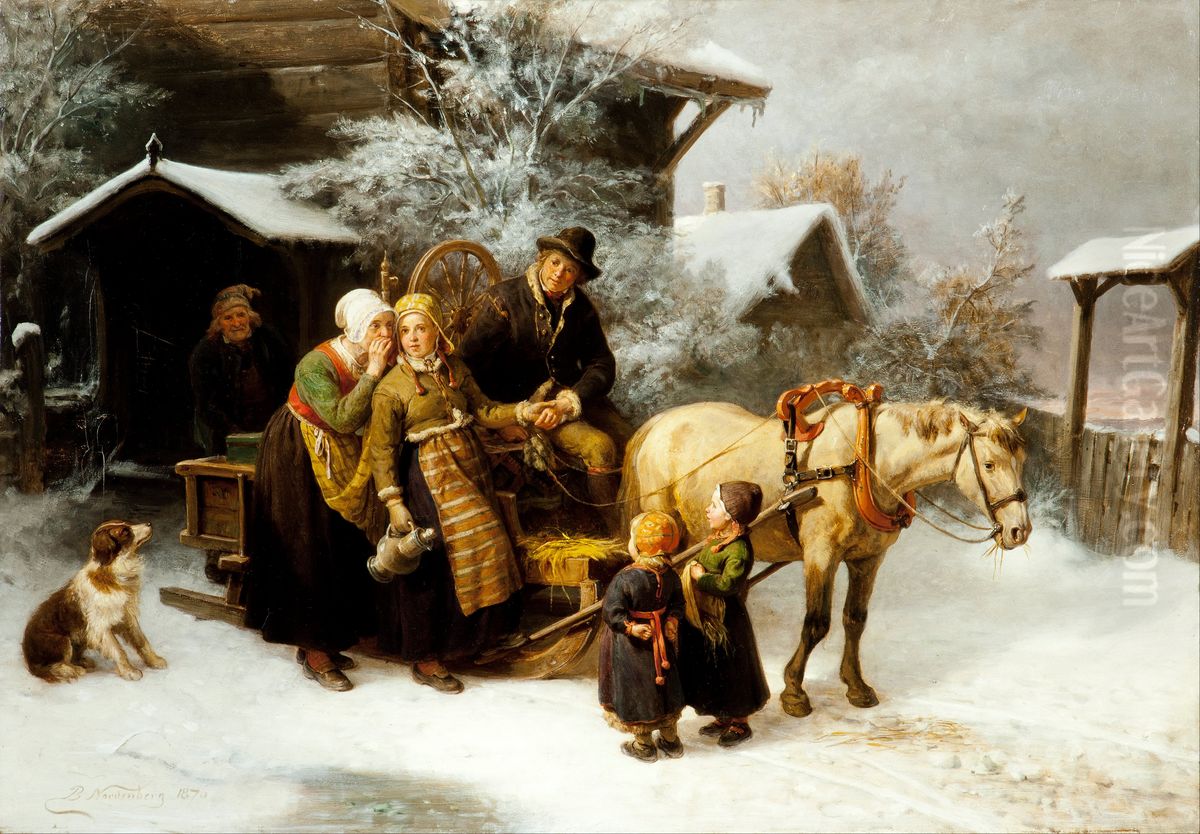 Leaving Home (Dalecarlian Scene) Oil Painting by Bengt Nordenberg