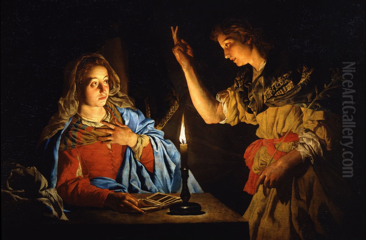 The Annunciation Oil Painting by Matthias Stom