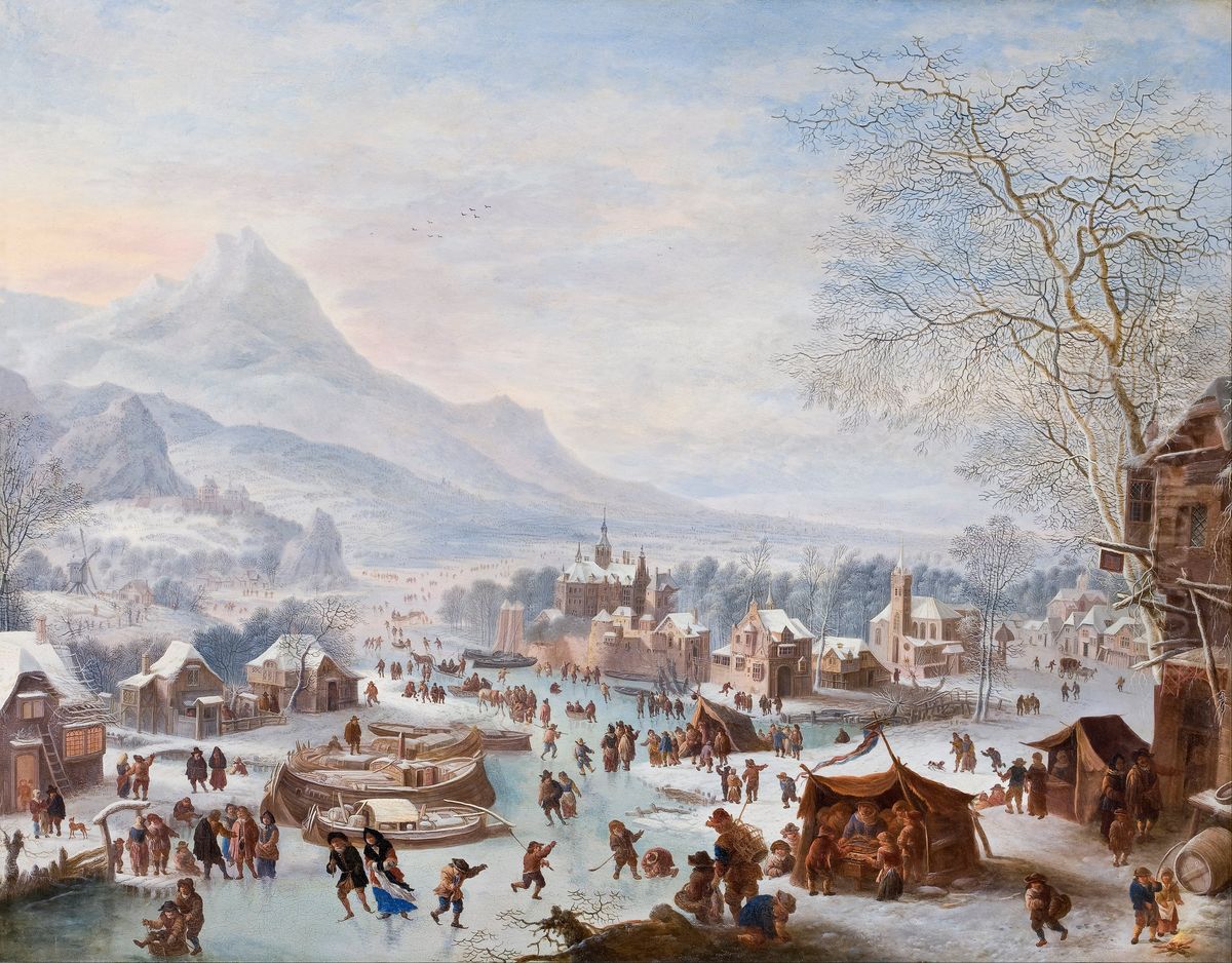 Winter Scene with Skaters Oil Painting by Jan Griffier I