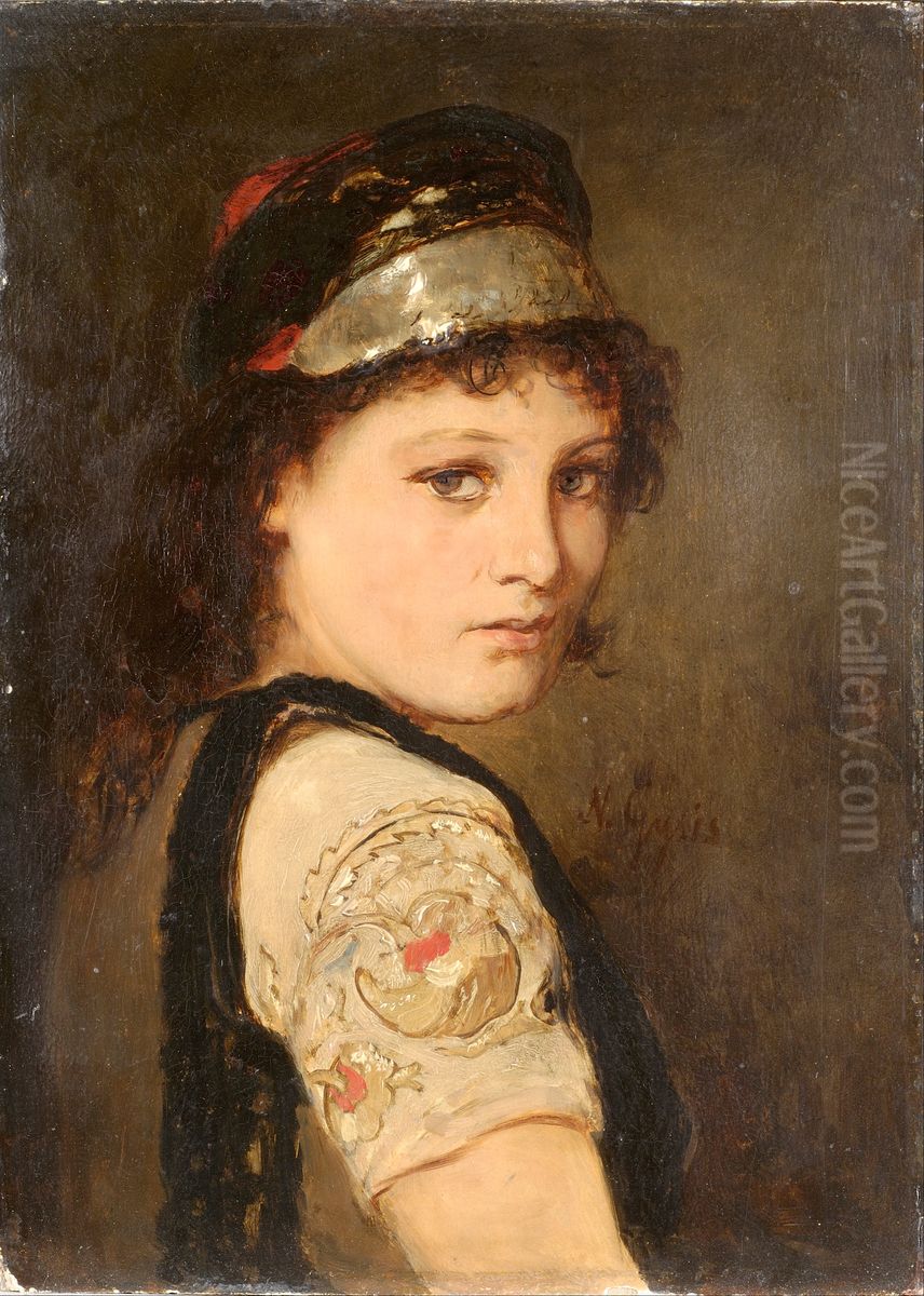 Girl from Megara Oil Painting by Nikolaos Gyzis