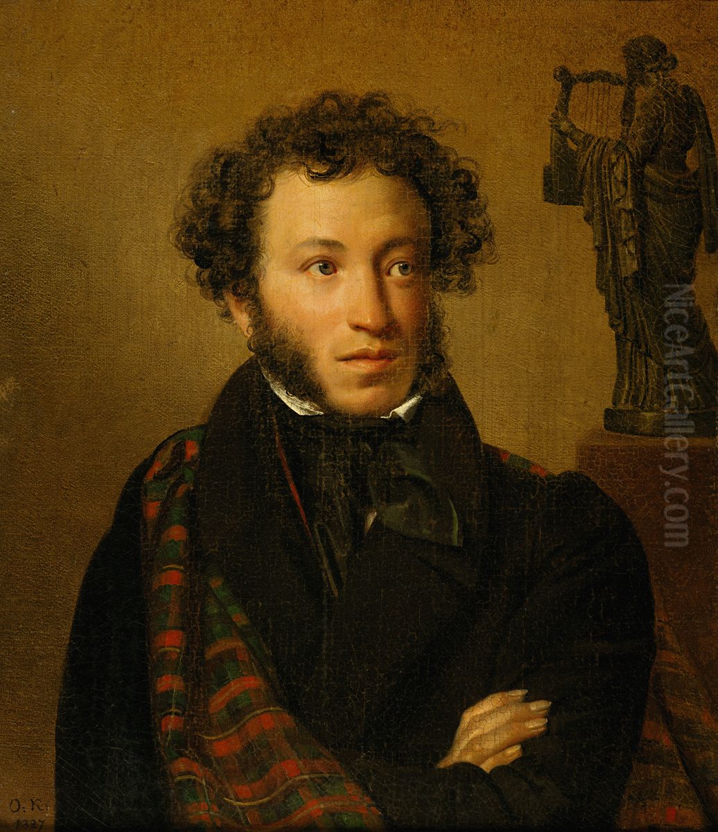Portrait of Alexander Pushkin (1799-1837) Oil Painting by Orest Kiprensky