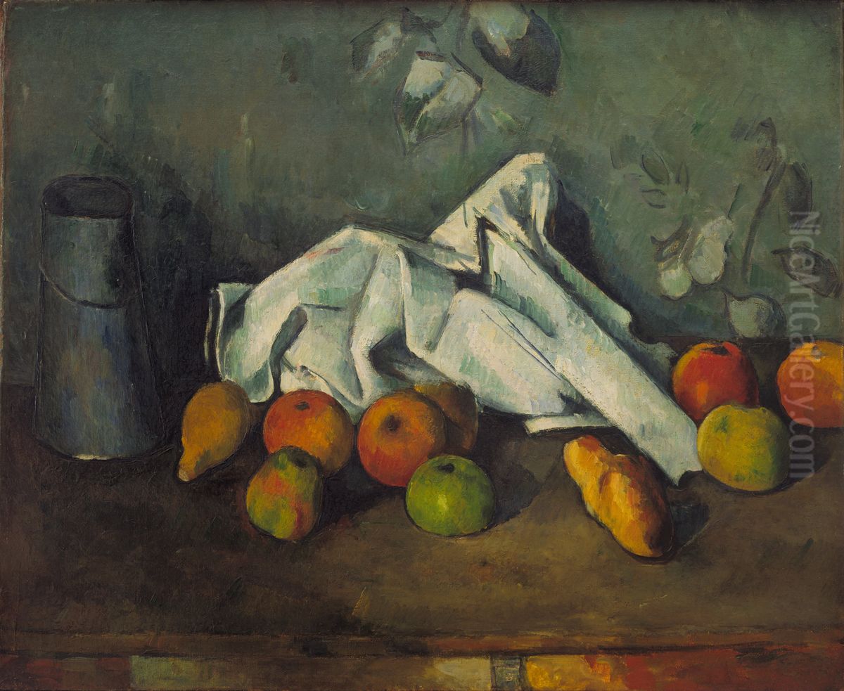 Boite a lait et pommes Oil Painting by Paul Cezanne
