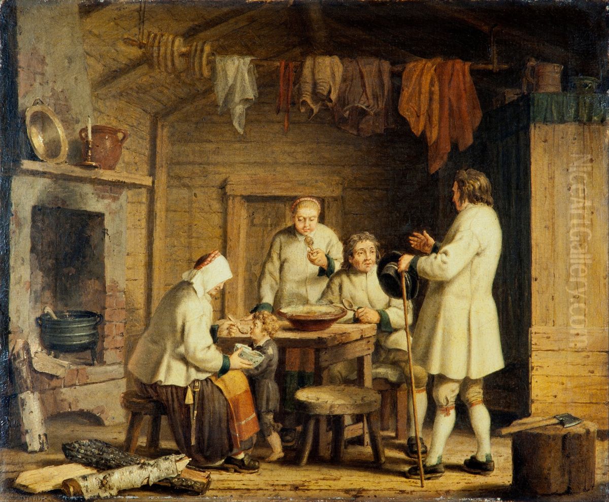 People from Mora in Dalecarlia Oil Painting by Pehr Hillestrom