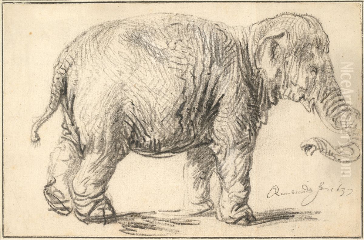 An Elephant Oil Painting by Rembrandt