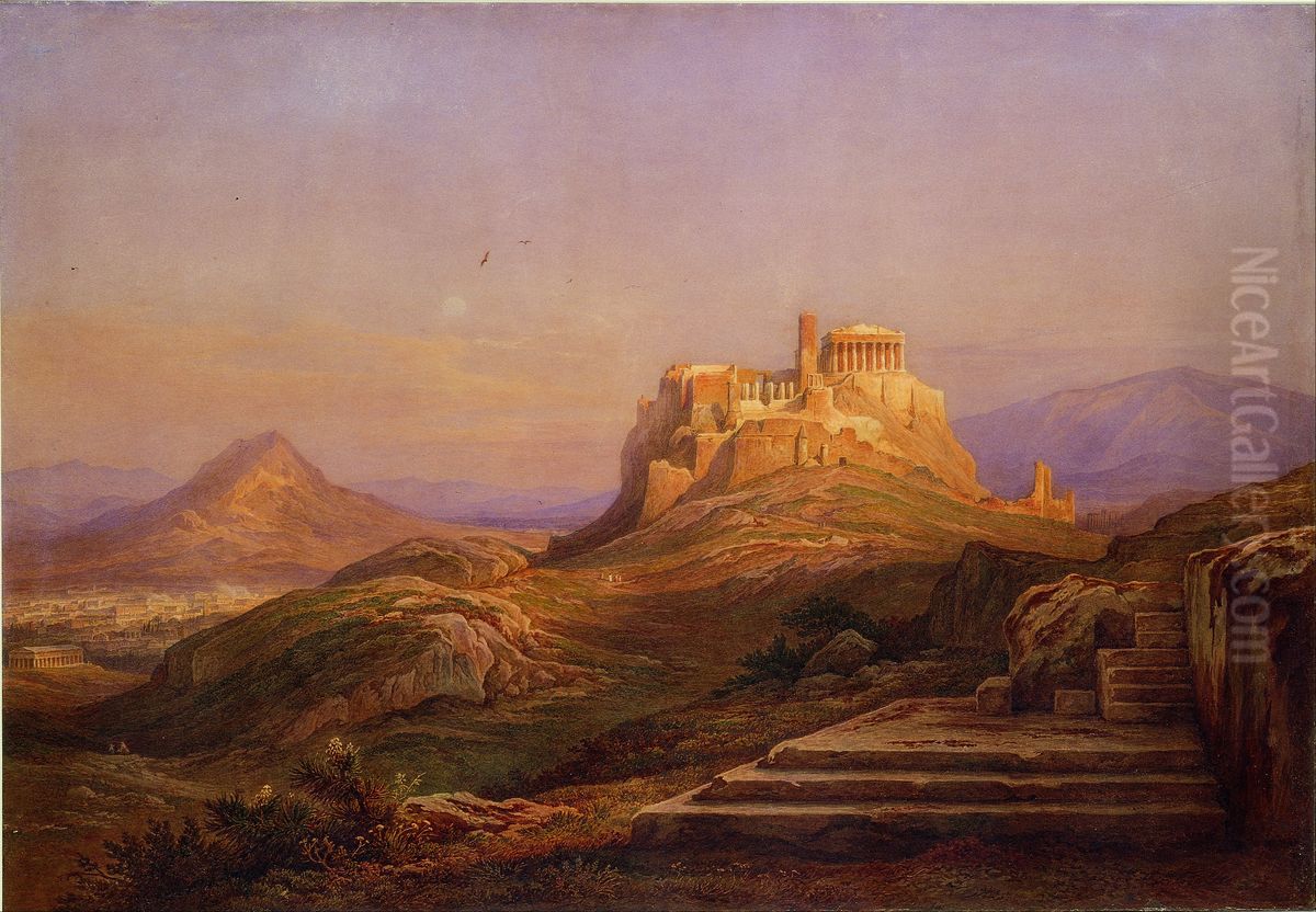 View of the Acropolis from the Pnyx Oil Painting by Rudolf Muller