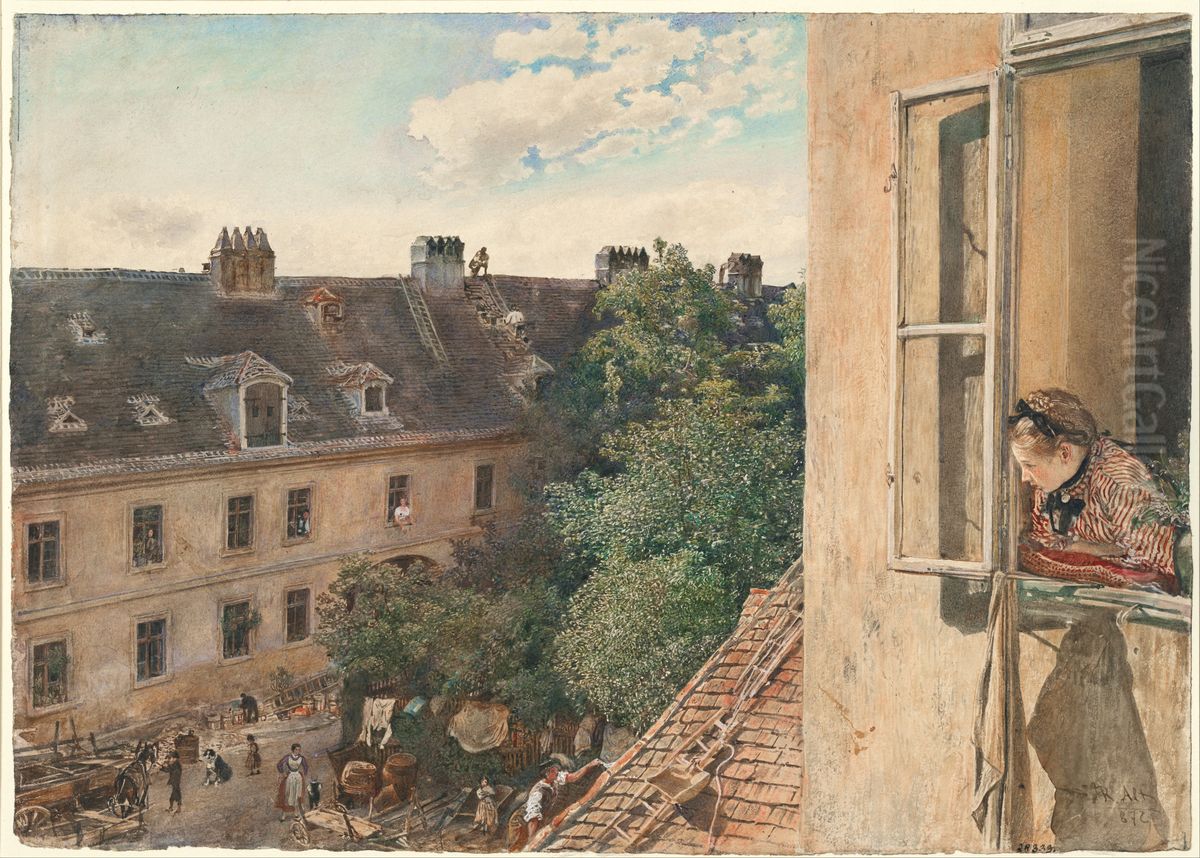View of the Alservorstadt, 1872 Oil Painting by Rudolf von Alt