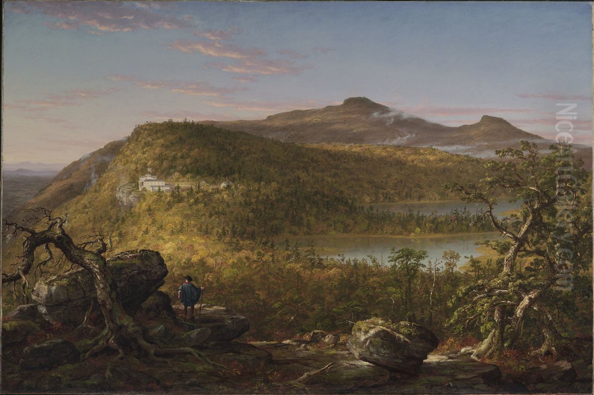 A View of the Two Lakes and Mountain House, Catskill Mountains, Morning Oil Painting by Thomas Cole