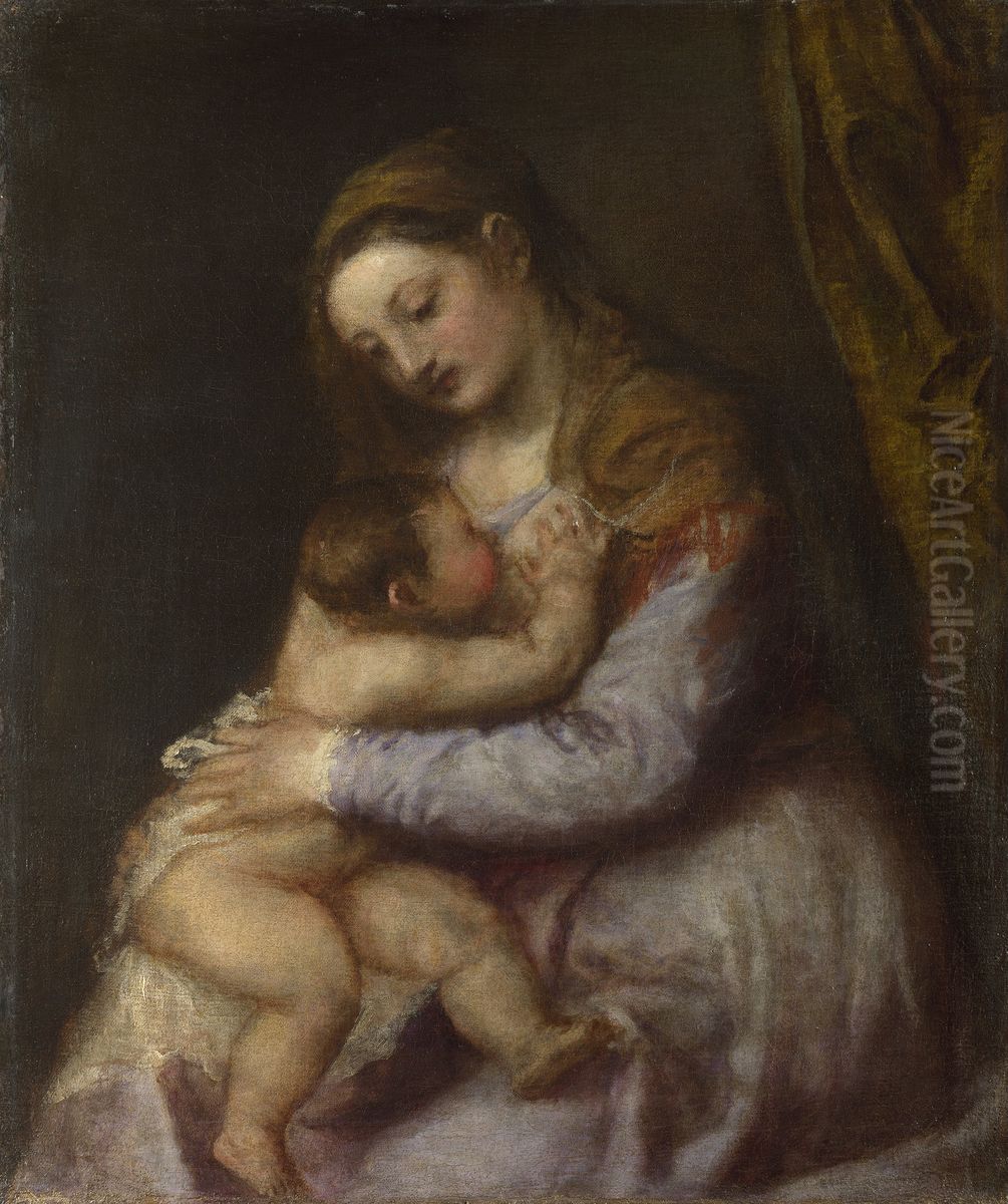 The Virgin suckling the Infant Christ Oil Painting by Titian
