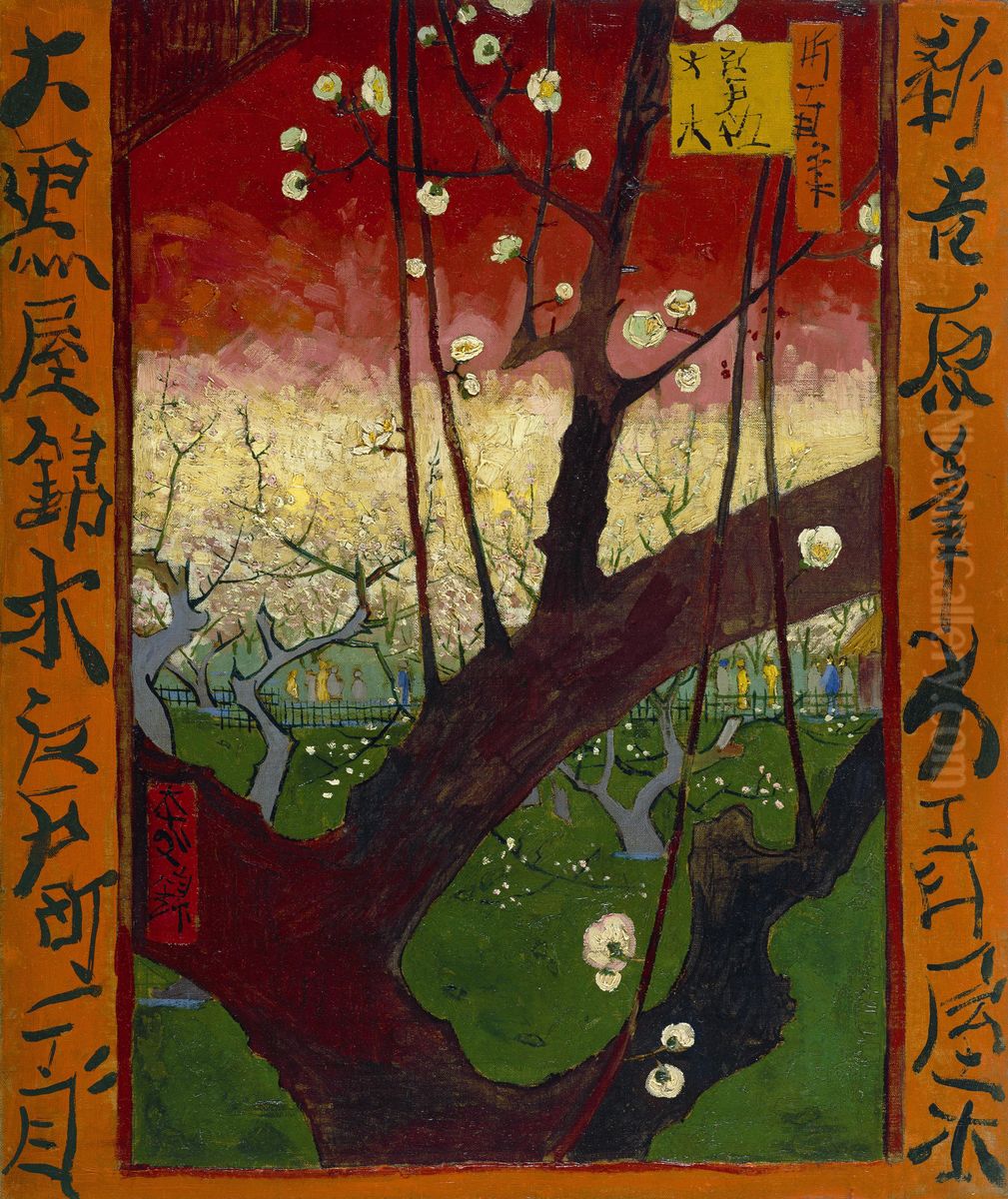 Bloeiende pruimenboomgaard: naar Hiroshige Oil Painting by Vincent Van Gogh