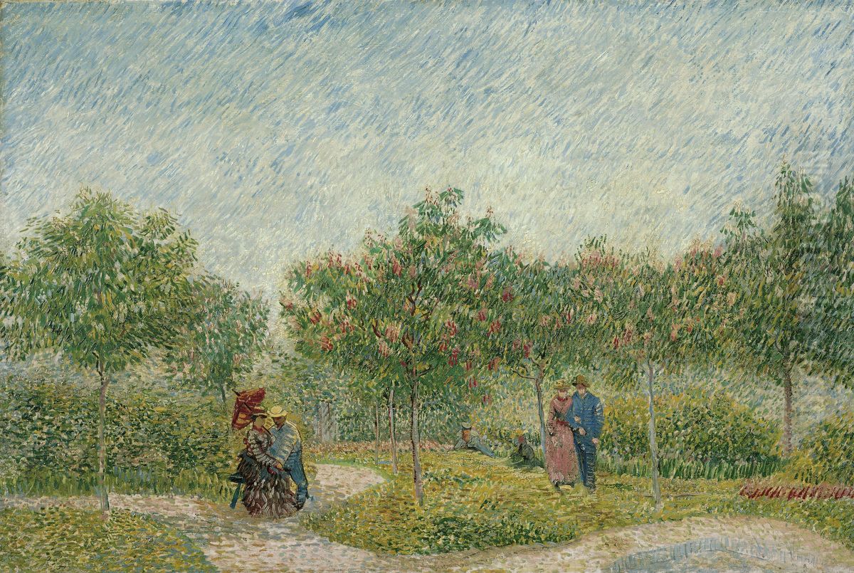 Garden in Montmarte with lovers Oil Painting by Vincent Van Gogh