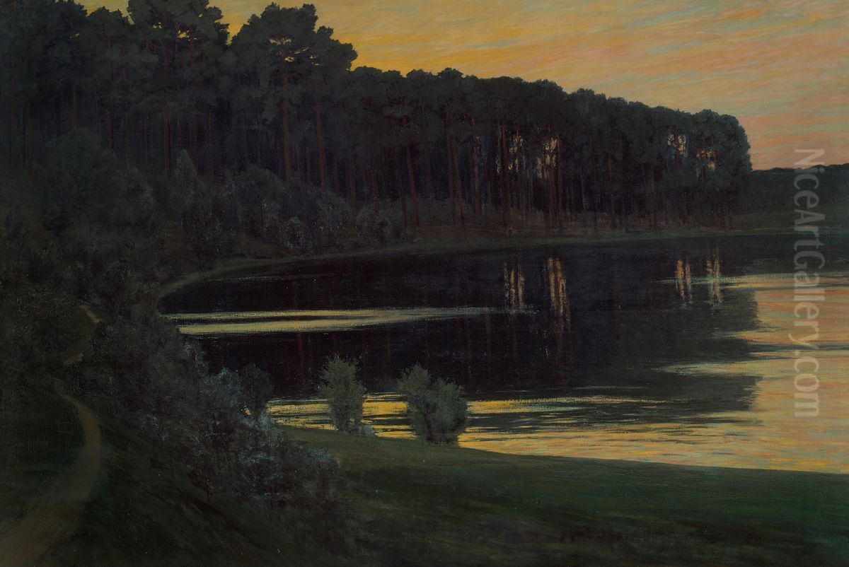 Lake Grunewald Oil Painting by Walter Leistikow