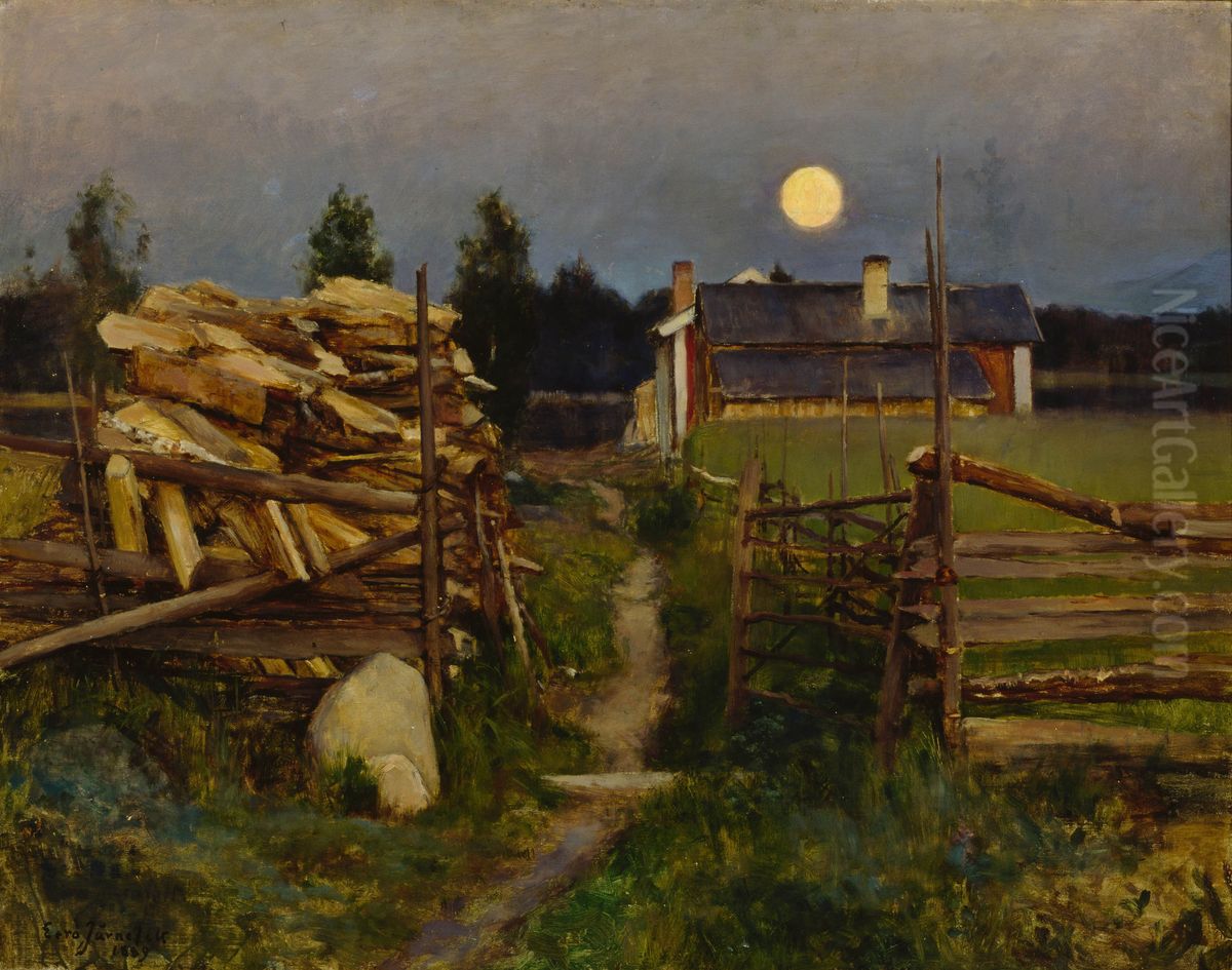 Summer Night Moon Oil Painting by Eero Jarnefelt