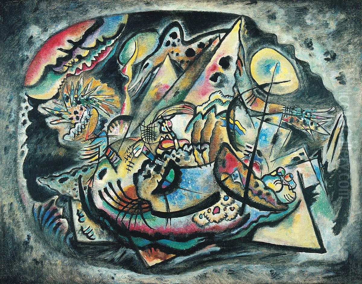 Improvisation No. 217. The Gray Oval Oil Painting by Wassily Kandinsky
