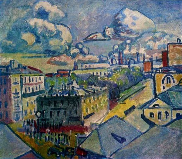 Moscow, Zubovskaya Square, Study Oil Painting by Wassily Kandinsky
