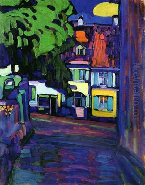 Houses in Murnau on Obermarkt Oil Painting by Wassily Kandinsky