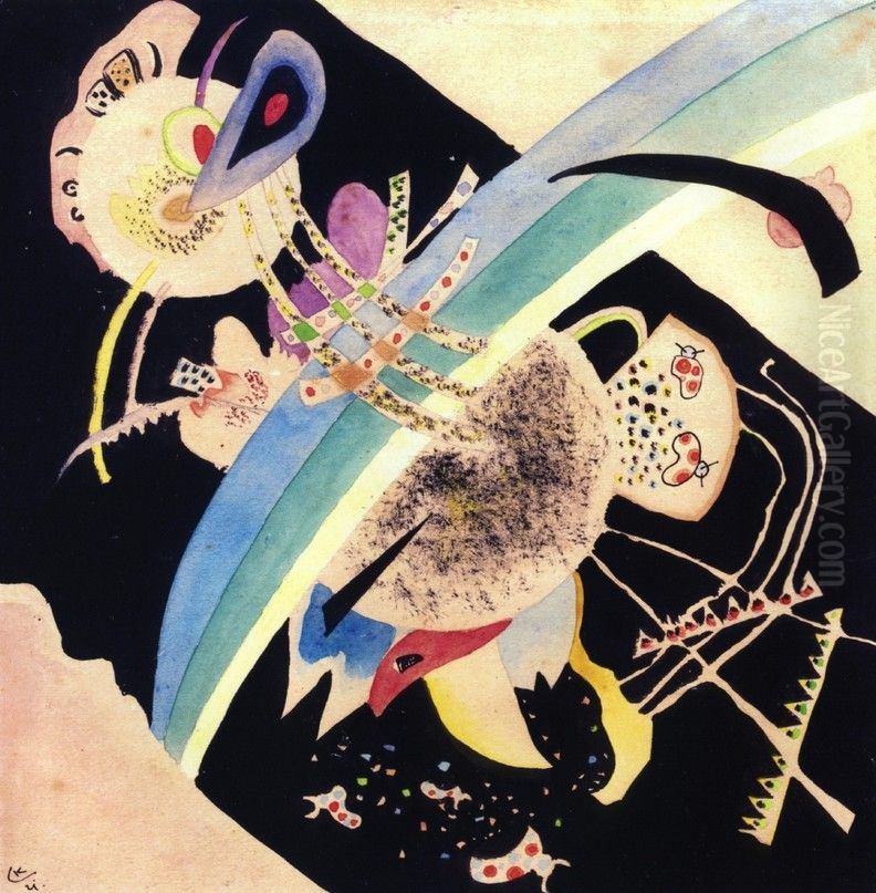 Study for Circles on Black Oil Painting by Wassily Kandinsky