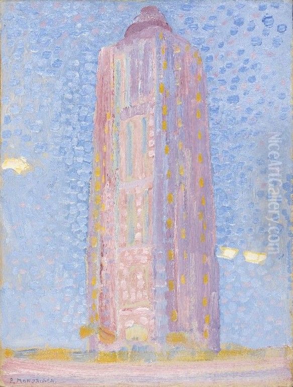 Vuurtoren bij Westkapelle Oil Painting by Piet Mondrian