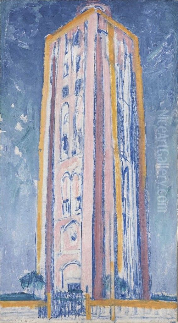 Vuurtoren bij Westkapelle Oil Painting by Piet Mondrian