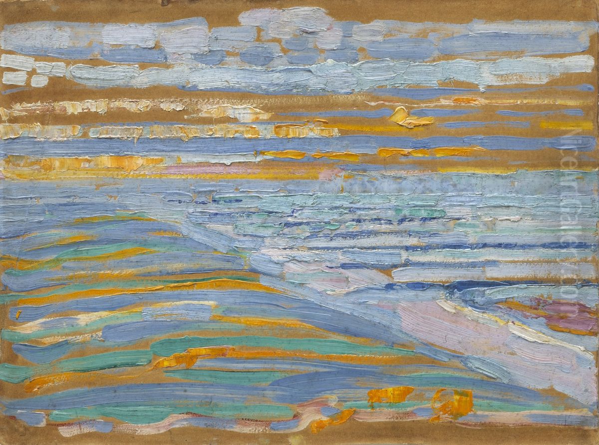 View from the dunes with beach and piers, Domburg Oil Painting by Piet Mondrian