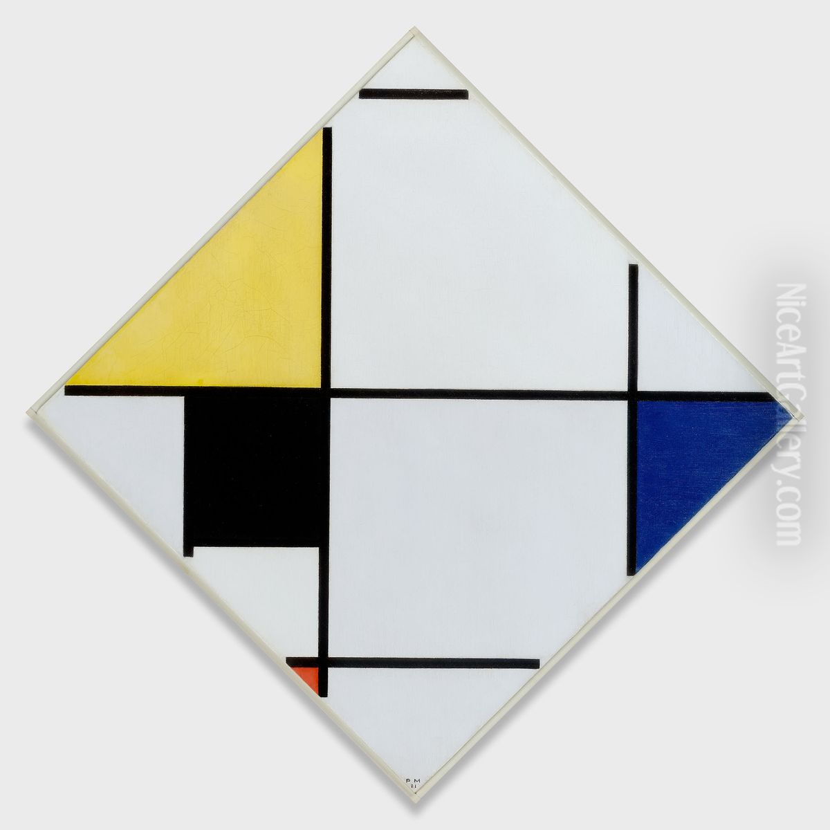 Lozenge Composition with Yellow, Black, Blue, Red, and Gray Oil Painting by Piet Mondrian