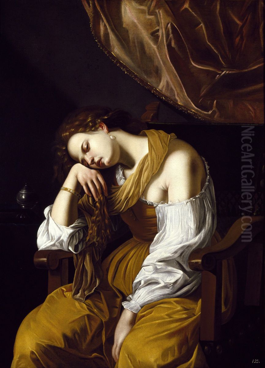 Mary Magdalene as the Melancholy Oil Painting by Artemisia Gentileschi
