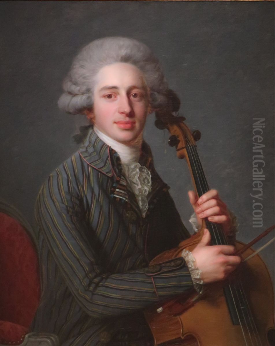 A Cellist Oil Painting by Antoine Vestier