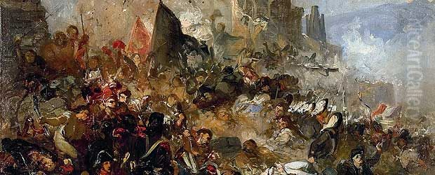 Esbos per a El gran dia de Girona Oil Painting by Ramon Marti Alsina