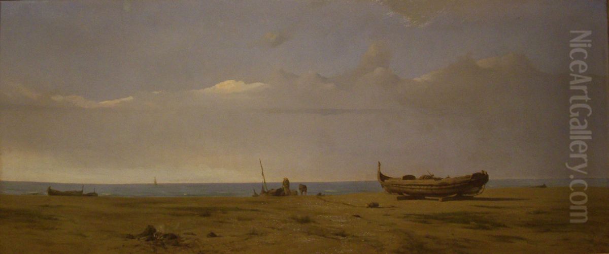 Platja de la Rabassada Oil Painting by Modest Urgell