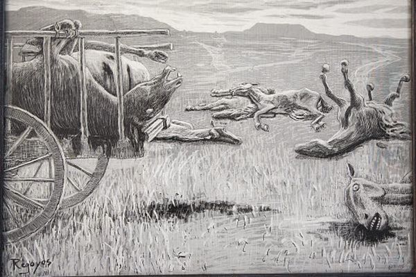 Victims of the party Oil Painting by Dario de Regoyos y Valdes