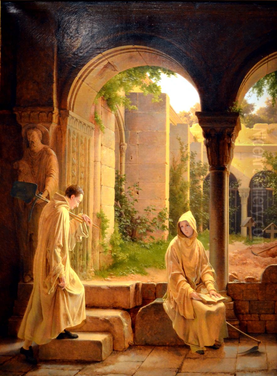 Comminges et Adelaide au couvent de La Trappe Oil Painting by Francois Fleury-Richard