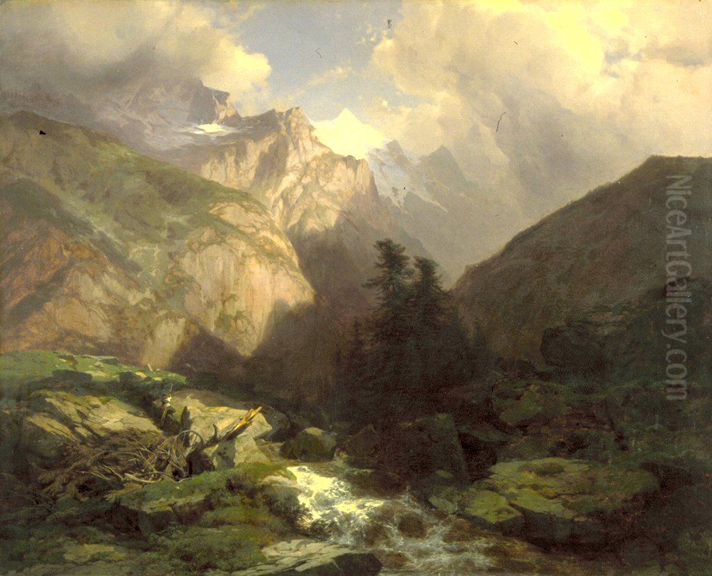 The Jungfrau, Switzerland Oil Painting by Alexandre Calame