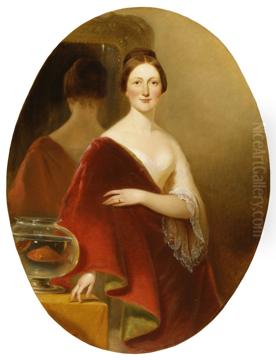 Portrait of Mrs. Decatur Howard Miller (Eliza Credilla Hare) Oil Painting by Alfred Jacob Miller