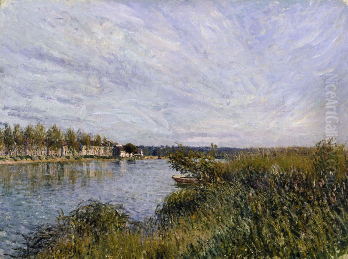 View of Saint-Mammes Oil Painting by Alfred Sisley