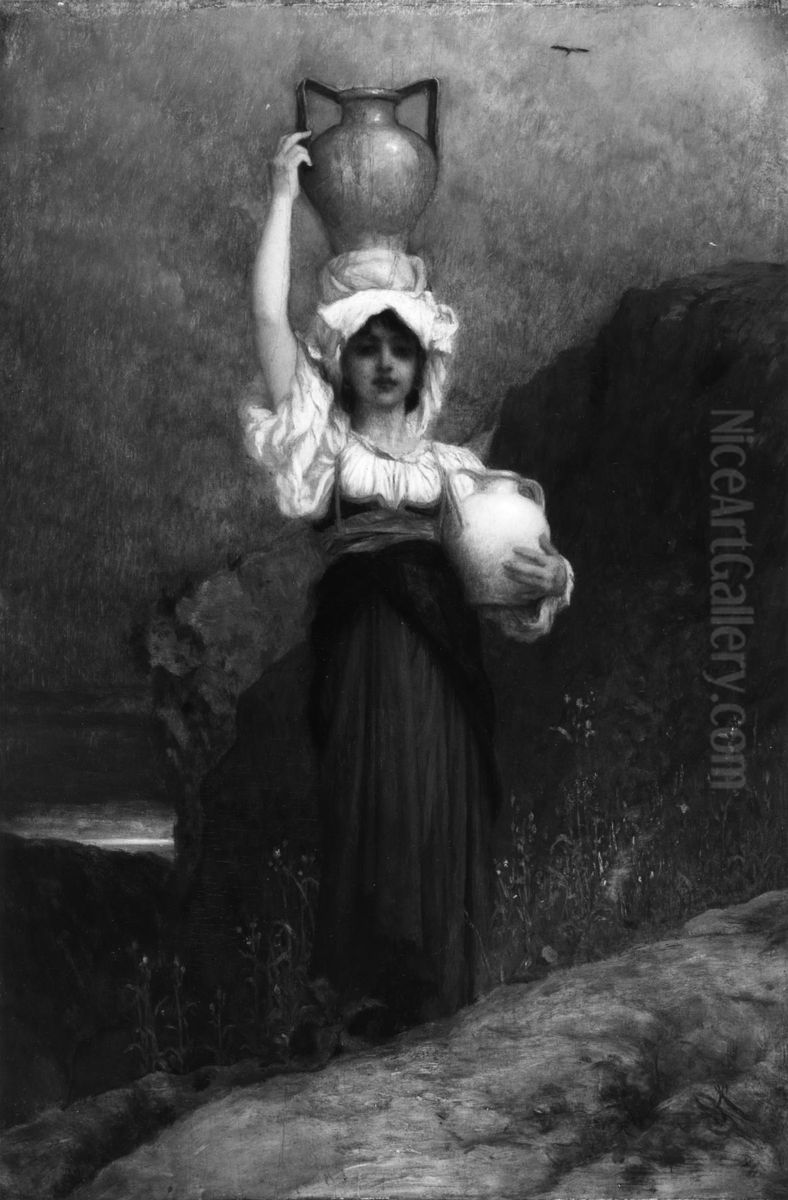 Returning from the Well Oil Painting by Ernest Hebert