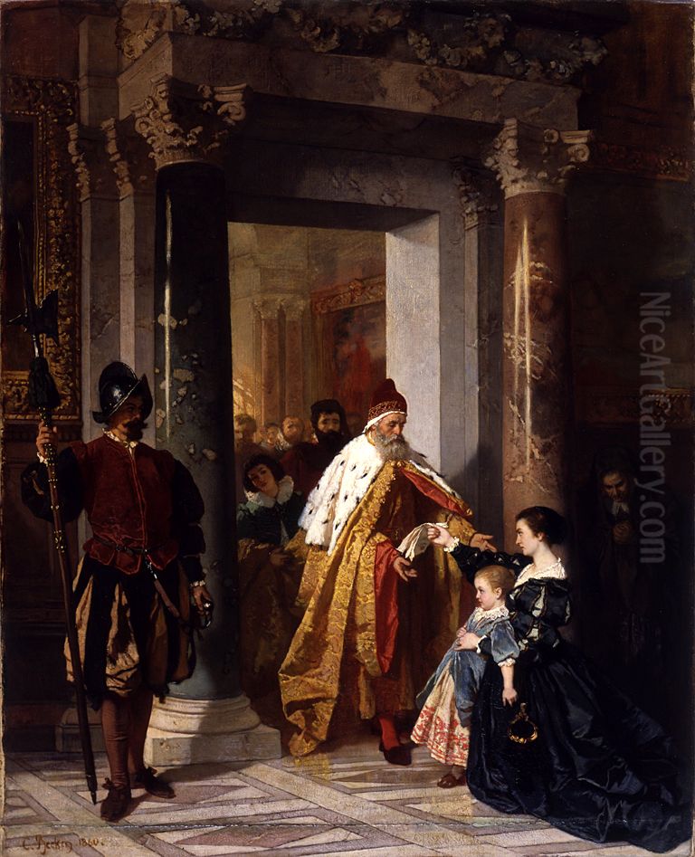 The Petition to the Doge Oil Painting by Karl Becker